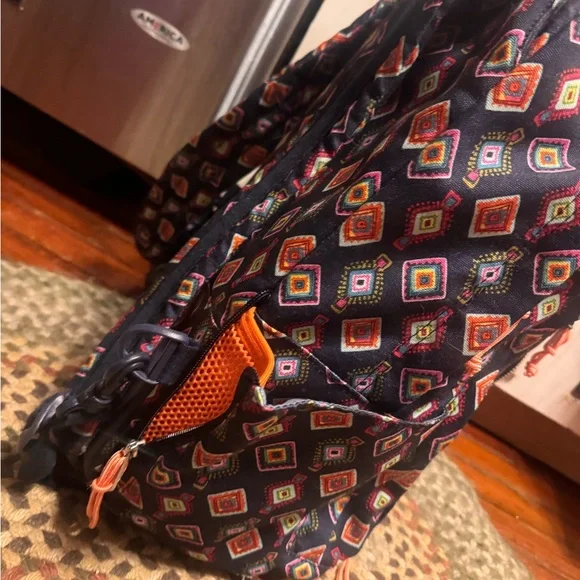 Vera Bradley Navy and Orange Diamond Backpack rolling suitcase Mini Adair Spinner - Polycarbonate | Vera Bradley main image 4
